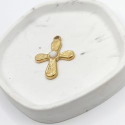 Σταυρός ατσάλι με φεγγαρόπετρα - Image 2