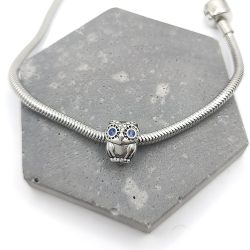 Charm χάντρα ατσάλι κουκουβάγια με σμάλτο και στρας - Image 2