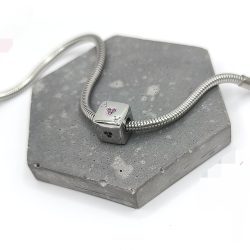 Charm χάντρα ατσάλι ζάρι ασημί με σμάλτο