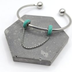 Διπλό charm stopper με αλυσίδα τυρκουάζ - Image 2