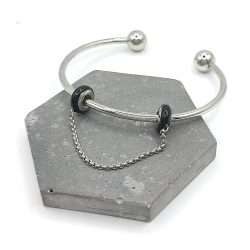 Διπλό charm stopper με αλυσίδα μαύρο - Image 2