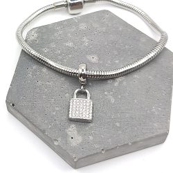 Charm χάντρα ατσάλι λουκέτο με στρας