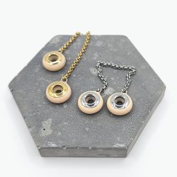 Διπλό charm stopper με αλυσίδα σομόν