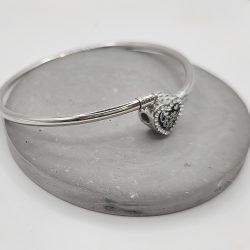 Βραχιόλι ατσάλι σταθερό με καρδιά για charms - Image 3