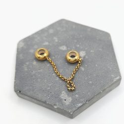 Διπλό charm stopper ατσάλι με αλυσίδα χρυσό - Image 2