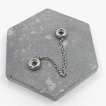 Διπλό charm stopper ατσάλι με αλυσίδα ασημί