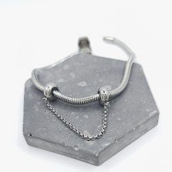 Διπλό charm stopper ατσάλι με αλυσίδα ασημί