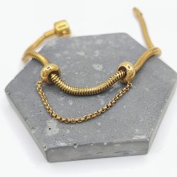 Διπλό charm stopper ατσάλι με αλυσίδα χρυσό
