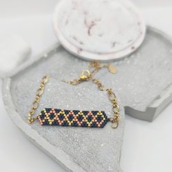 Βραχιόλι ατσάλι miyuki με ρόμβους