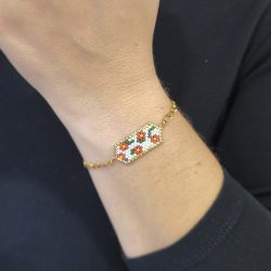Βραχιόλι ατσάλι miyuki floral - Image 2