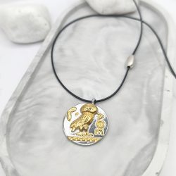 Κολιέ με κορδόνι και και νόμισμα ατσάλι - Image 3